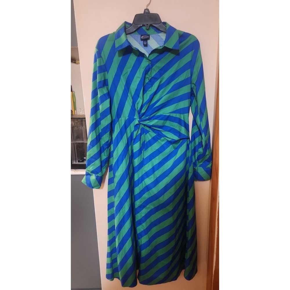 Scoop Women's Side Knot Midi Shirt Dress with Long Sleeves size large